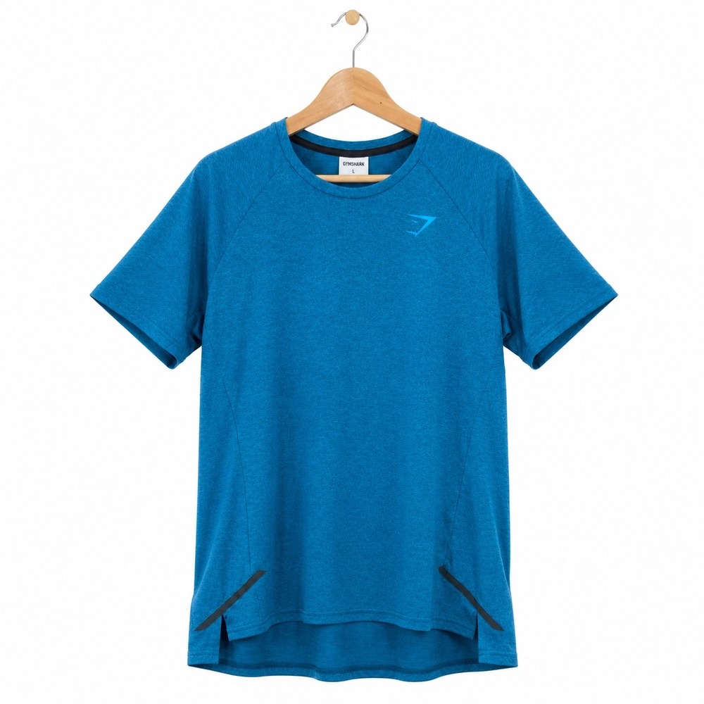 Gymshark Mens Apex T-Shirt Blue Marl Short Sleeve Training Top Size L A2A6P